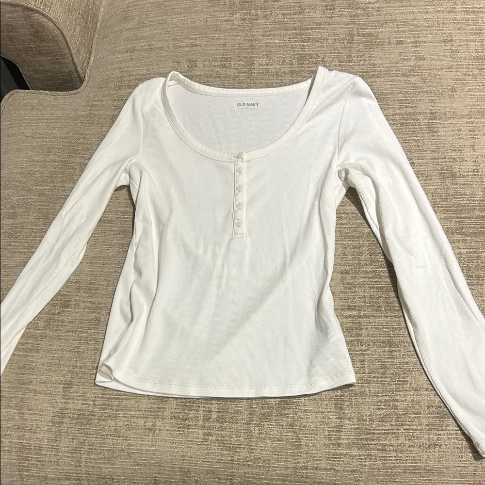Old Navy Women's White Button Up Long Sleeve